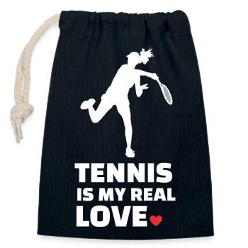I love tennis - Closable cotton gift bag (14x20cm) - navy - Front