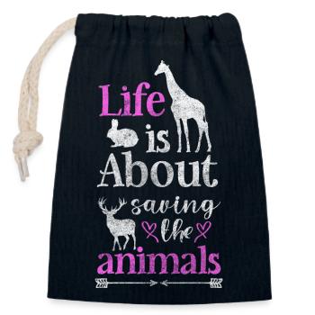 Tierschützer Vegetarier Tierliebe Tierheim - Verschließbarer Geschenkbeutel aus Baumwolle (14x20cm) - Navy - Vorne