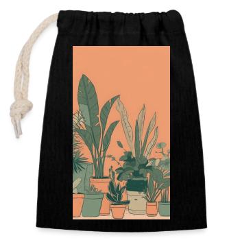 Houseplants in an orange ambience - Closable cotton gift bag (14x20cm) - black - Front