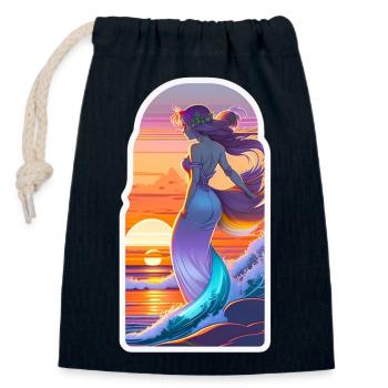 surf - hawaii - Sac cadeau en coton avec cordon (14 x 20 cm) - bleu marine - Devant