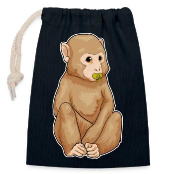 Monkey Baby Pacifier - Closable cotton gift bag (14x20cm) - navy - Front