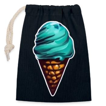 Glace Ontueuse dans son Cornet - Sac cadeau en coton avec cordon (14 x 20 cm) - bleu marine - Devant