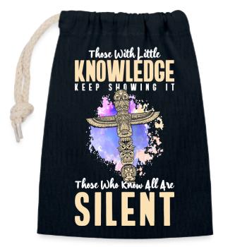 Totem Crâne Corbeau Liberté - Sac cadeau en coton avec cordon (14 x 20 cm) - bleu marine - Devant
