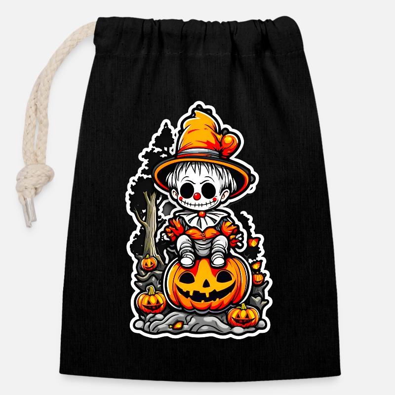 Halloween Clown 01 - Closable cotton gift bag (14x20cm) - black