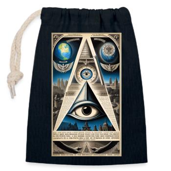 L’œil qui voit tout 01 - Sac cadeau en coton avec cordon (14 x 20 cm) - bleu marine - Devant