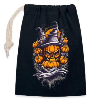 Halloween Villa Pumpkin Head - Closable cotton gift bag (14x20cm) - navy - Front