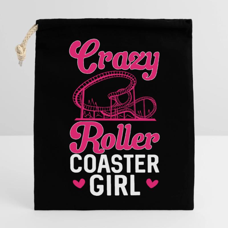 Roller Coaster Parc d’attractions Roller Coaster Sac cadeau en coton avec cordon (14 x 20 cm)