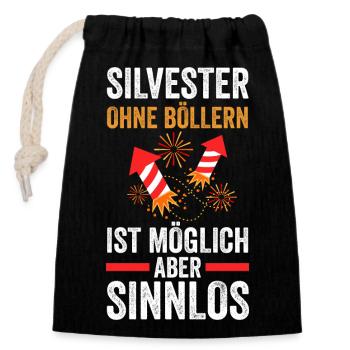 Neujahr Feuerwerk Silvester - Verschließbarer Geschenkbeutel aus Baumwolle (14x20cm) - Schwarz - Vorne