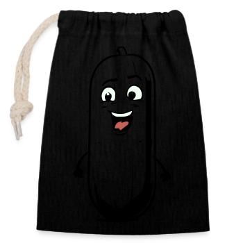 Bande dessinée Concombre - Sac cadeau en coton avec cordon (14 x 20 cm) - noir - Devant