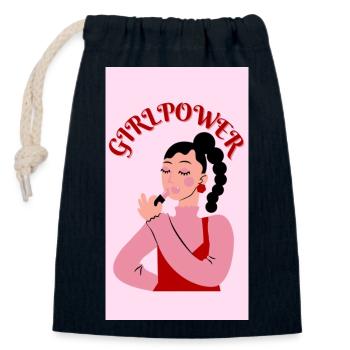 Le pouvoir des filles - Sac cadeau en coton avec cordon (14 x 20 cm) - bleu marine - Devant
