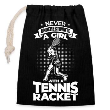 Tennis player - Closable cotton gift bag (14x20cm) - black - Front