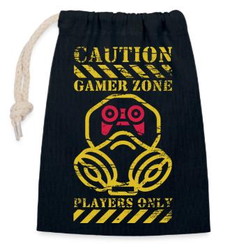 Attention aux joueurs de la zone des joueurs uniquement - Sac cadeau en coton avec cordon (14 x 20 cm) - bleu marine - Devant