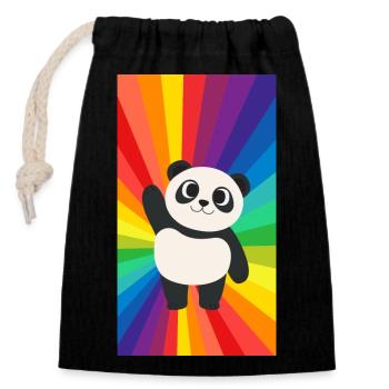 Cute panda on rainbow colors queer gift - Closable cotton gift bag (14x20cm) - black - Front