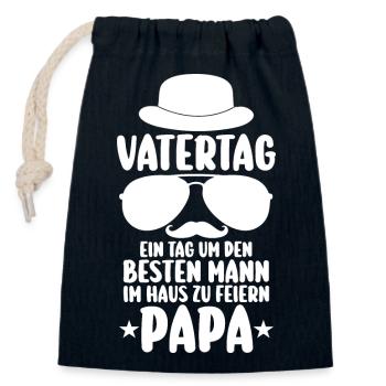 Papa Fête des pères Papa - Sac cadeau en coton avec cordon (14 x 20 cm) - bleu marine - Devant