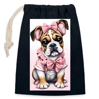 Bulldogge rosa - Verschließbarer Geschenkbeutel aus Baumwolle (14x20cm) - Navy - Vorne