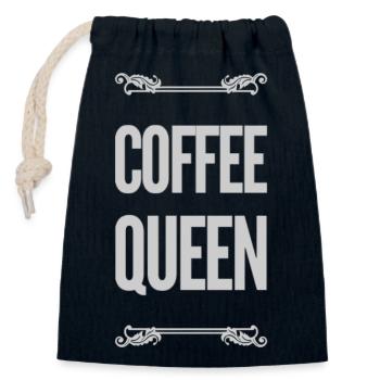 Dicton de café - Sac cadeau en coton avec cordon (14 x 20 cm) - bleu marine - Devant
