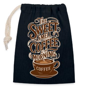 douce odeur du café le matin - Sac cadeau en coton avec cordon (14 x 20 cm) - bleu marine - Devant