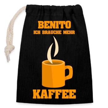 Cafe Benito - Closable cotton gift bag (14x20cm) - black - Front