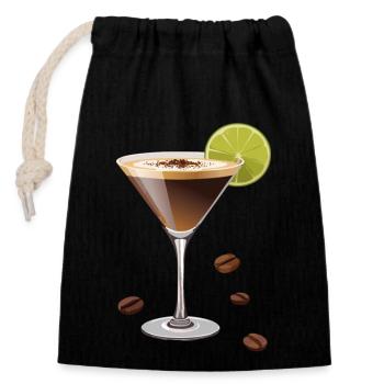 Espresso Martini - Cocktail - Verschließbarer Geschenkbeutel aus Baumwolle (14x20cm) - Schwarz - Vorne
