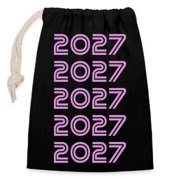2027 - Sac cadeau en coton avec cordon (14 x 20 cm) - noir - Devant