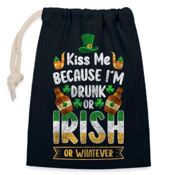 Irish Shamrock Pot Alcohol - Closable cotton gift bag (14x20cm) - navy - Front