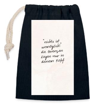 Motivationsspruch: nichts ist unmöglich - Verschließbarer Geschenkbeutel aus Baumwolle (14x20cm) - Navy - Vorne
