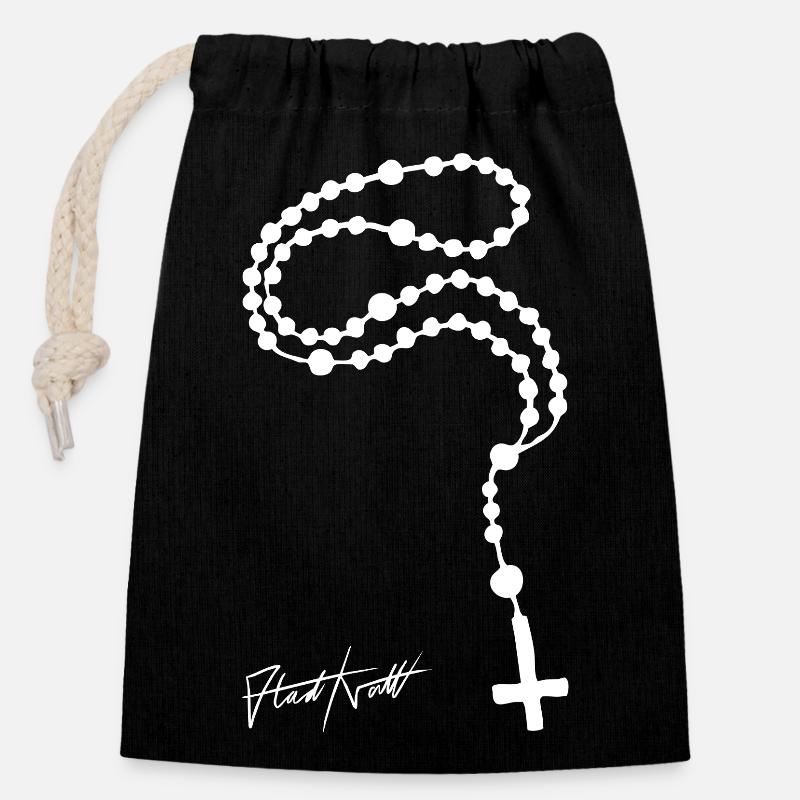 Signature du chapelet - Sac cadeau en coton avec cordon (14 x 20 cm) - noir