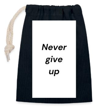 Motivierende Never Give Up Botschaft - Verschließbarer Geschenkbeutel aus Baumwolle (14x20cm) - Navy - Vorne