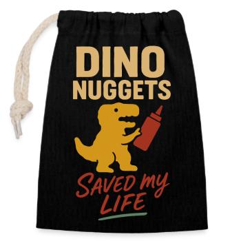 Dino Nuggets Nostalgie Drôle Snack Dinosaure - Sac cadeau en coton avec cordon (14 x 20 cm) - noir - Devant