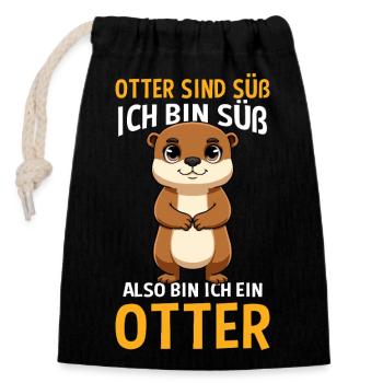 Otter Sind Süß Ich Bin Süß Also Bin Ich Ein Otter - Verschließbarer Geschenkbeutel aus Baumwolle (14x20cm) - Schwarz - Vorne