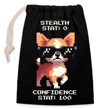Schleichen 0, Selbstvertrauen 100 | Chihuahua - Verschließbarer Geschenkbeutel aus Baumwolle (14x20cm) - Schwarz - Vorne