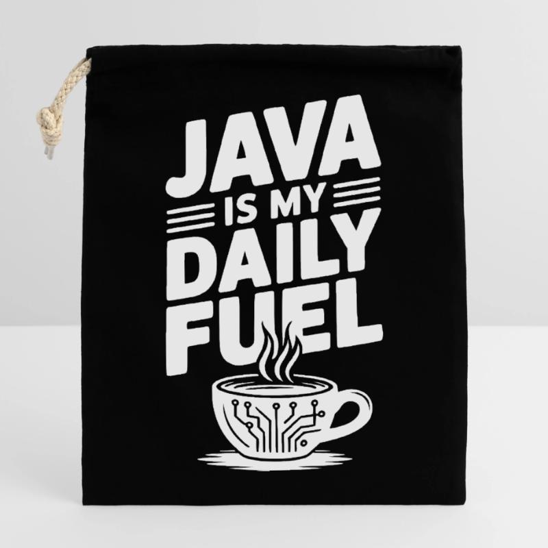 Java est mon carburant quotidien Sac cadeau en coton avec cordon (14 x 20 cm)