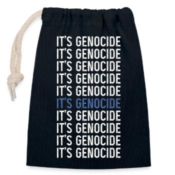 Typographic Phrase Repeated Genocide - Closable cotton gift bag (14x20cm) - navy - Front