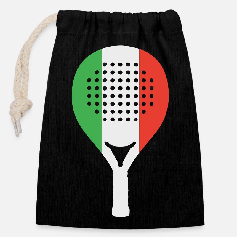 Padel-Italia - Verschließbarer Geschenkbeutel aus Baumwolle (14x20cm) - Schwarz