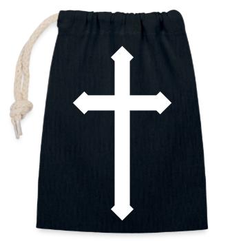 Kreuz - Verschließbarer Geschenkbeutel aus Baumwolle (14x20cm) - Navy - Vorne