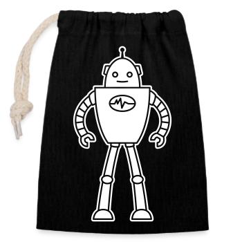 Robots du futur – Chemise de nerd de science-fiction IA - Sac cadeau en coton avec cordon (14 x 20 cm) - noir - Devant