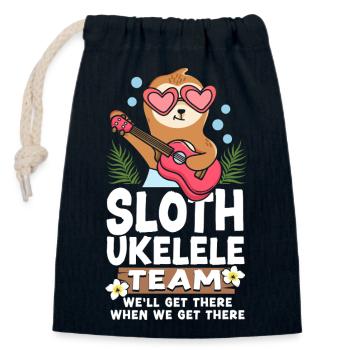 Hawaiian Ukulele Uke Sloth Sloth - Verschließbarer Geschenkbeutel aus Baumwolle (14x20cm) - Navy - Vorne
