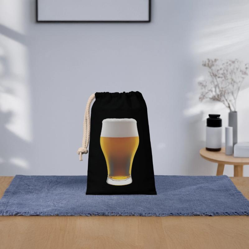 Biergradienten Glas mit Schaum Verschließbarer Geschenkbeutel aus Baumwolle (14x20cm)