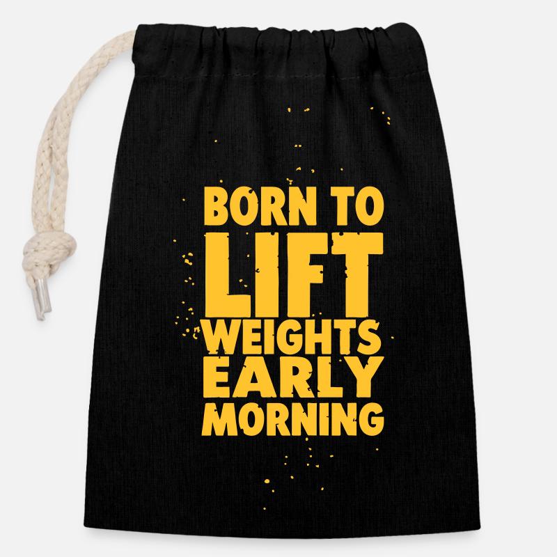 Born to lift weights - Verschließbarer Geschenkbeutel aus Baumwolle (14x20cm) - Schwarz