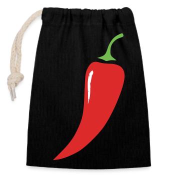 Légumes au piment rouge - Sac cadeau en coton avec cordon (14 x 20 cm) - noir - Devant