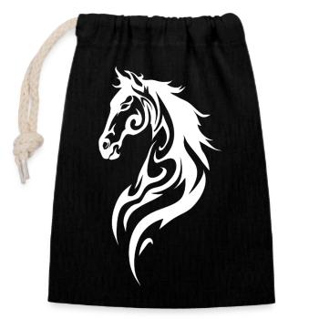 Tribal Horse Silhouette - Closable cotton gift bag (14x20cm) - black - Front