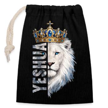 Lion of Judah, King Jesus, Son of Yahweh, Christian - Closable cotton gift bag (14x20cm) - black - Front