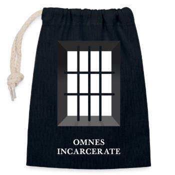 Omnes_incarcerate - Closable cotton gift bag (14x20cm) - navy - Front