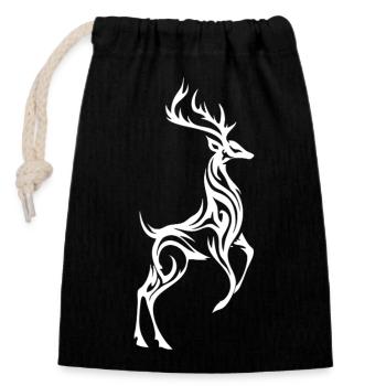 Silhouette de cerf sauvage - Sac cadeau en coton avec cordon (14 x 20 cm) - noir - Devant