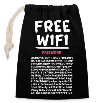 Funny FREE WIFI Free Internet Funny Password  - Closable cotton gift bag (14x20cm) - black - Front