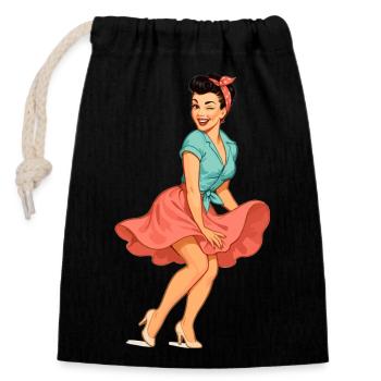 Vintage Rockabella Pin-up Girl – Retro 50s Art - Verschließbarer Geschenkbeutel aus Baumwolle (14x20cm) - Schwarz - Vorne