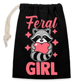 Raton laveur Trash Panda Sauvage - Sac cadeau en coton avec cordon (14 x 20 cm) - noir - Devant