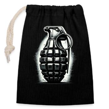 Explosive Charge: Hand Grenade - Closable cotton gift bag (14x20cm) - black - Front
