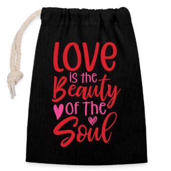 Love is the Beauty of the Soul - Closable cotton gift bag (14x20cm) - black - Front