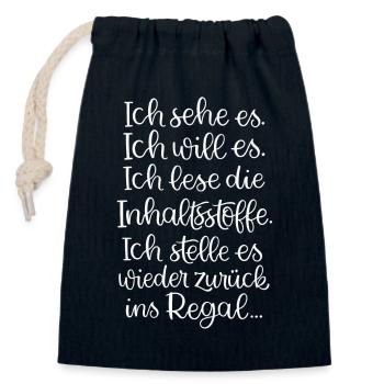 Inhaltsstoffe Nr. 1 - Verschließbarer Geschenkbeutel aus Baumwolle (14x20cm) - Navy - Vorne